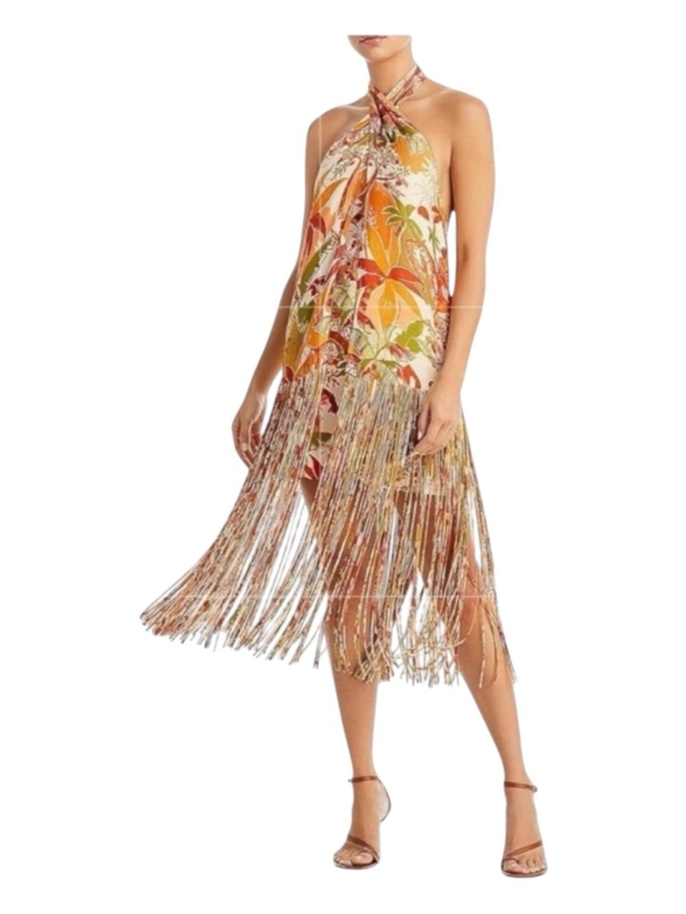 FARM RIO ANTHROPOLOGIE Leopard Forest Sand Mini Dress, Size L.